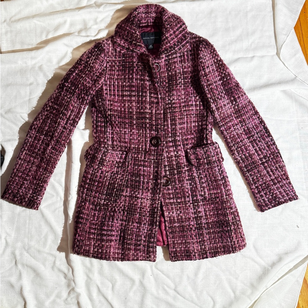 Banana Republic Wool & Mohair Tweed Button Down Pea Coat